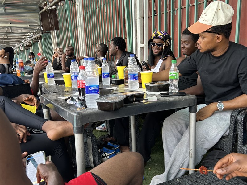 G:Lite Hub community dining together after an outdoor workout